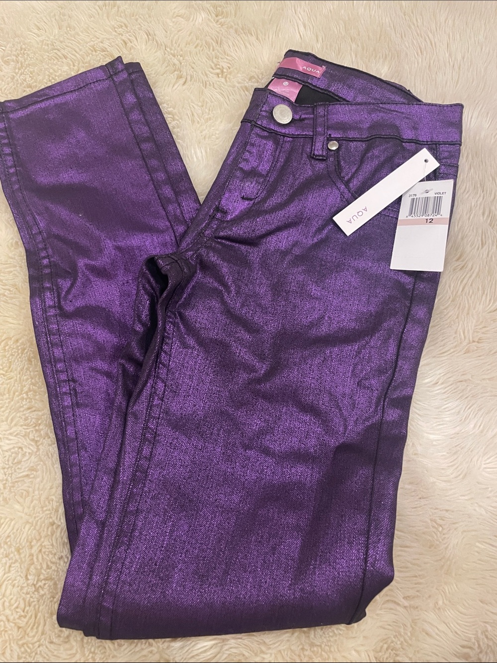 Purple Metallic girls Jeans